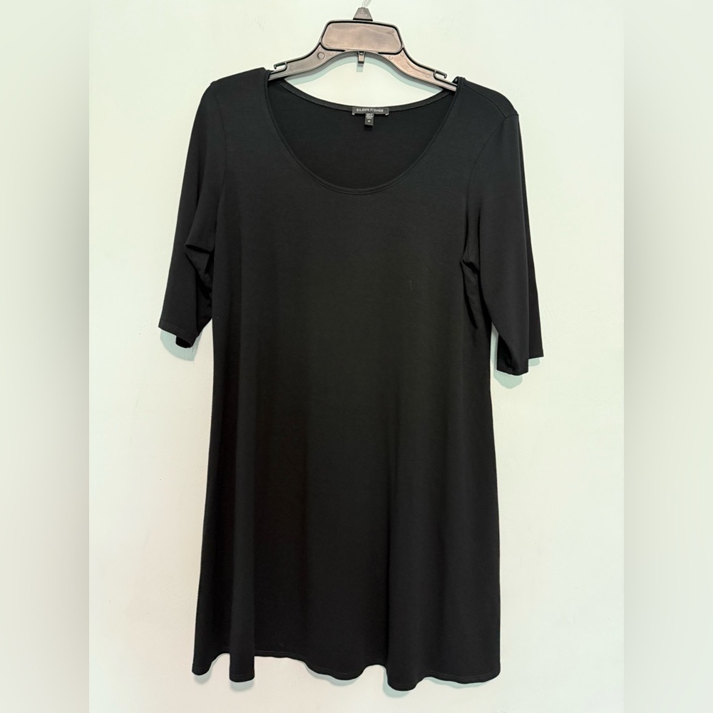 Eileen Fisher Womens Black Tunic Dress Short  Sleeve Size Medium